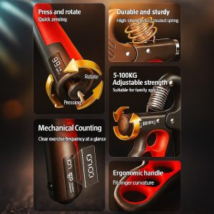Complete Grip Strength Kit – Adjustable Hand Gripper 5-100 Kg (11-220 Lbs)